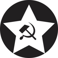 Communist star with hammer and sickle on white background N6