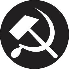 Communist star with hammer and sickle on white background N7
