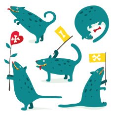 Cartoon Funny Monster Dogs Collection with Signs