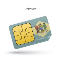 State of Delaware phone sim card with flag