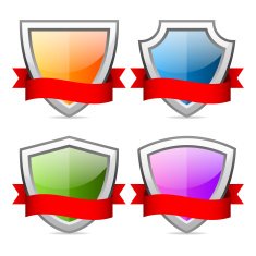 Shields icons with red ribbon