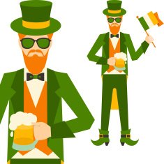 Saint Patrick's Day illustration with hipster leprechaun