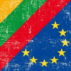 Lithuanian and european grunge Flag