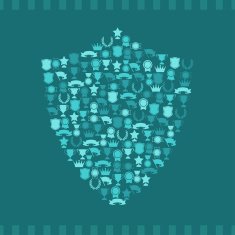 Trophies and awards icons in the form of shield