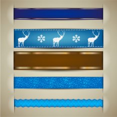 Set of Christmas decorative ribbons bookmarks