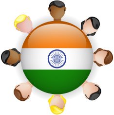 India Flag Glossy Button with People