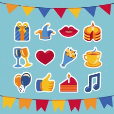 Vector birthday party icons and signs