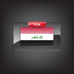 Glass button with the flag of Iraq