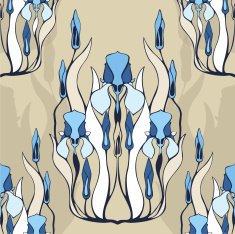 Seamless pattern with decorative iris flowers