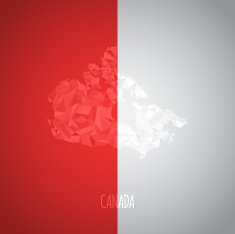 Low Poly Canada Map with National Colors