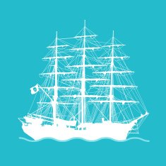 Silhouette of a pirate ship sail boat