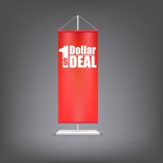 Dollar deal Vertical red flag at the pillar