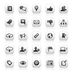 White Button Icons Set N16