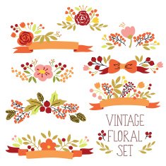 Vector set with vintage flowers N2