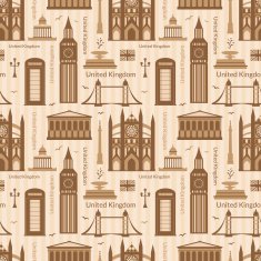 Seamless pattern with landmarks of United Kingdom N2