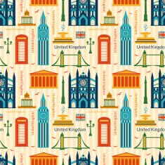 Seamless pattern with landmarks of United Kingdom N3