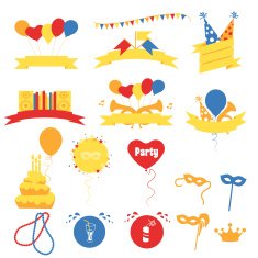 Birthday Party Celebration Banners Flat Vector Illustration N2