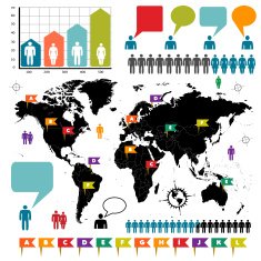 world map and people infographics