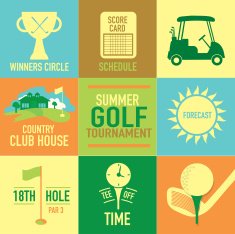 Cute Summer Golf tournament label set