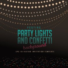 Festive party lights and confetti background