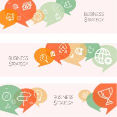 Business Strategy Banners And Relevant Icon Set N6