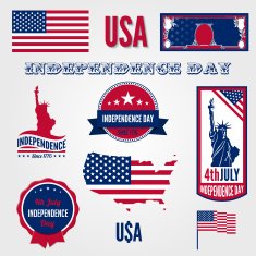 USA Independence day vector retro design template elements