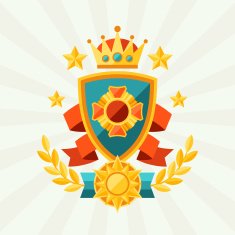 Background with ribbons and awards in flat design style