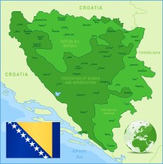 Bosnia and Herzegovina - green highly detailed map