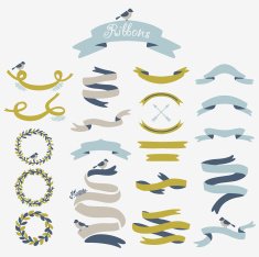 Set of Stylish Vintage Ribbon Banners
