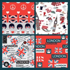 set of vector bright british patterns
