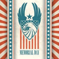 Memorial Day Typographic card with the American flag and eagle N8