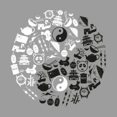 China theme black icons vector set symbols eps10
