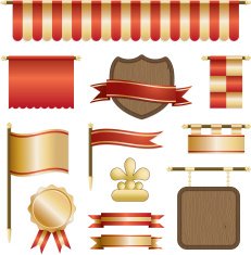 red and gold banners