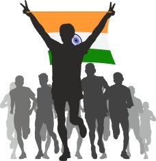 Winner with the India flag at finish