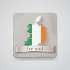 Icon of Ireland map with flag Vector illustration