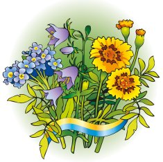 Vector bouquet of flowers for the Ukrainian folk wreaths N2