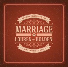 Wedding invitation card template vector vintage background N44