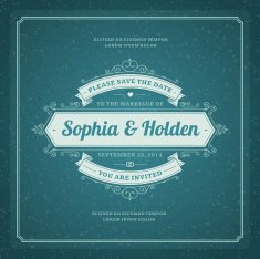 Wedding invitation card template vector vintage background N50