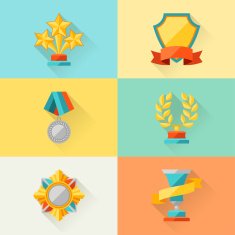 Trophy and awards in flat design style N2