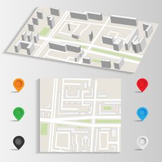 city map and landmarks vector