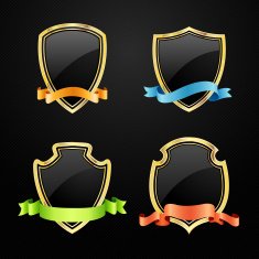 black and gold shield with ribbons N2