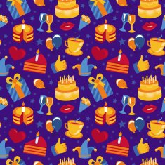 Vector seamless pattern with party icons and signs