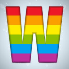 Gay Pride Glass Alphabet with Rainbow Flag N24