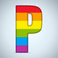 Gay Pride Glass Alphabet with Rainbow Flag N25