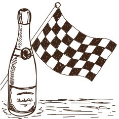 Checkered flag and champagne drawing N2