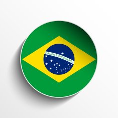 Brazil Flag Sticker Button