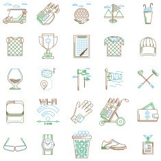 Vector collection of contour icons for golf