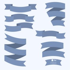 Set of blue ribbons for different designs and decorations N5