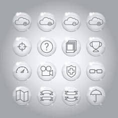 Superlight Transparent Glass Interface Icon Set N2