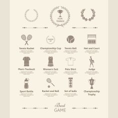 Sports objects Set of tennis icons N3